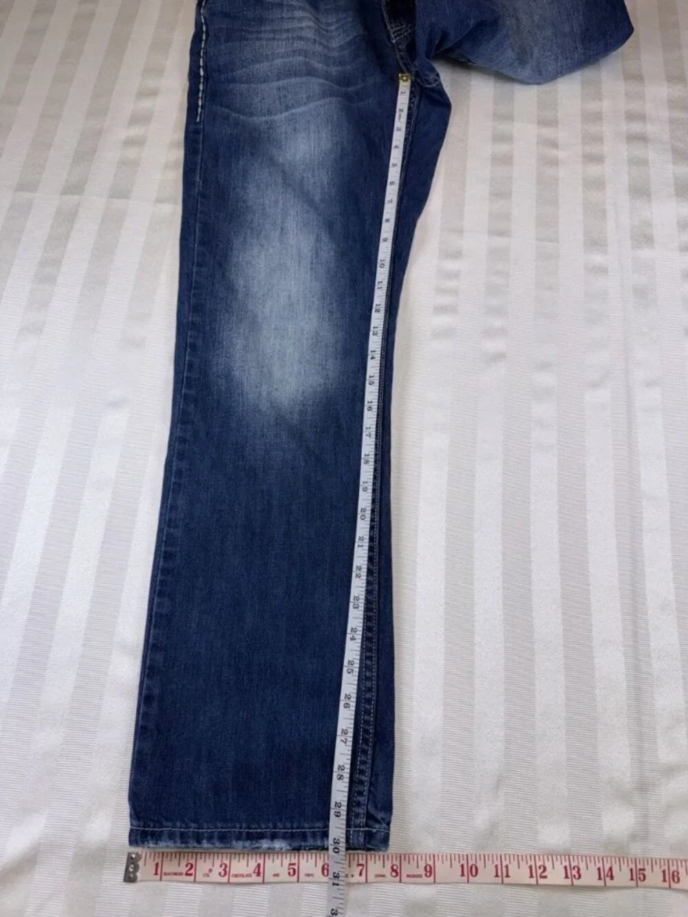 Helix Jeans Mens 29X30 Straight Leg Embroidered Y2K Cotton Grunge Goth Logo Flap